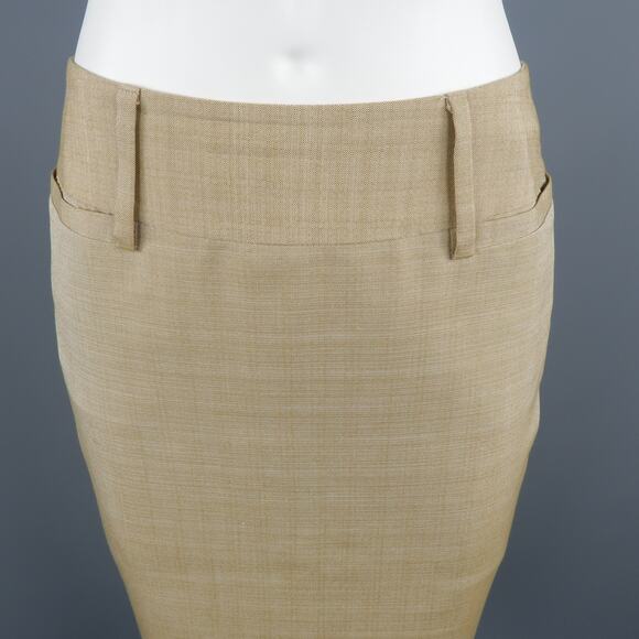 DOLCE & GABBANA Size 2 Beige Silk Pencil Skirt - Picture 2 of 9